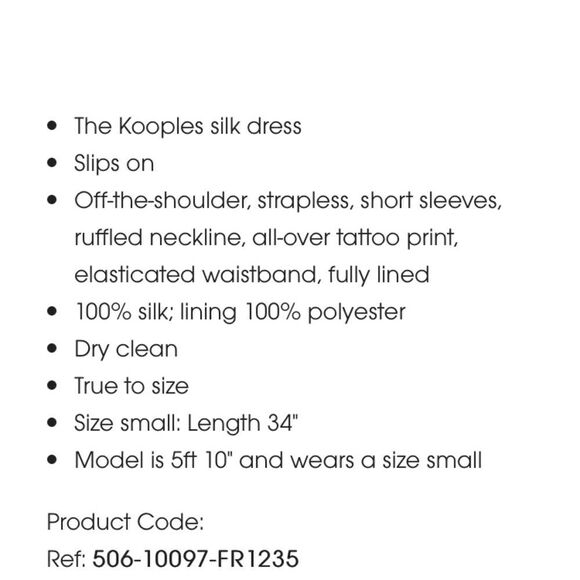 The Kooples Black Tattoo Print Silk Dress Halloween Witch Small - Picture 7 of 7